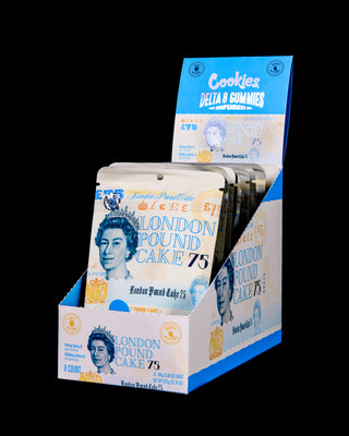 London Pound Cake 75 | Delta 8 50mg 20 ct (1000mg/pack)  | GUMMIES  8-Pack Popbox